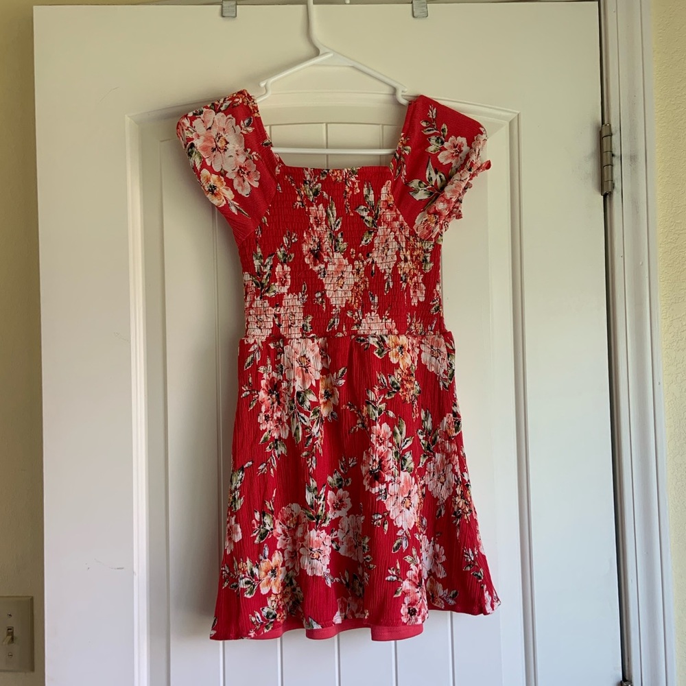 Short sleeves girls pink summer dress, size 12